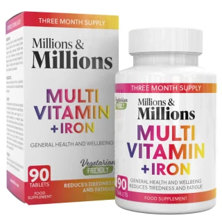 B&M Millions & Millions Multivitamin & Iron Tablets 90pk